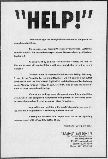 The Raleigh House - 1973 Ad From Sammy (newer photo)